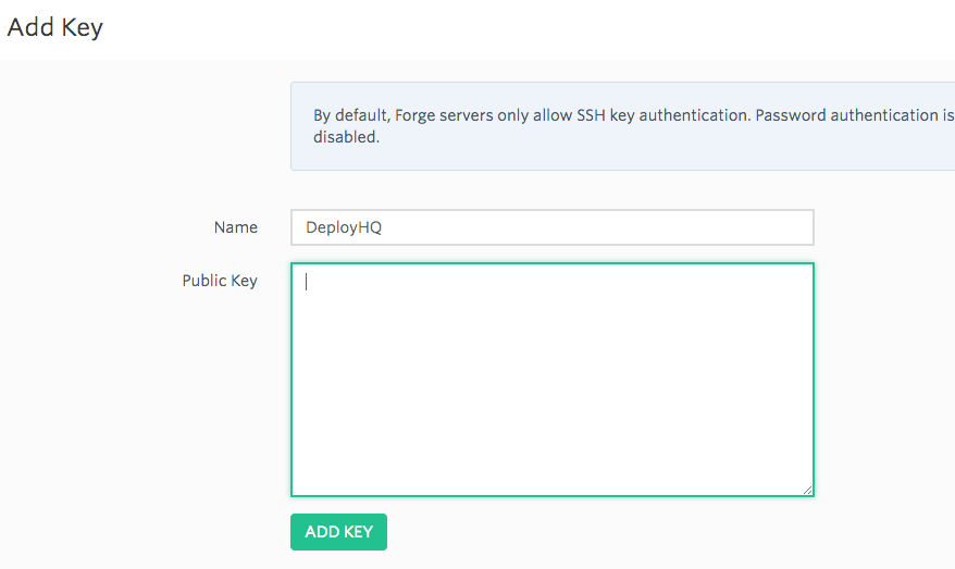 Forge Add SSH Key